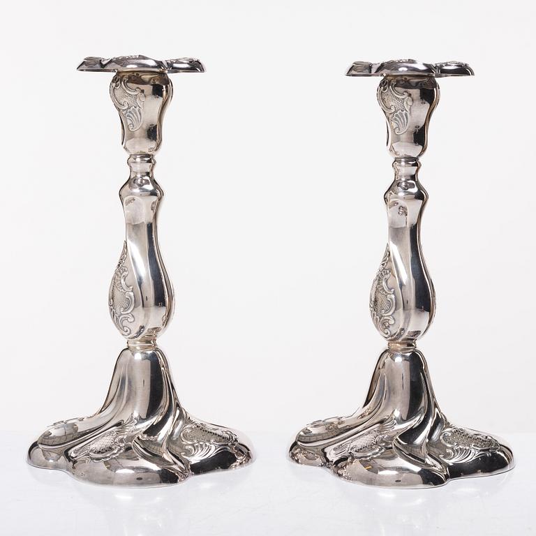 Candelabra, 2+2 pcs, silver, Thorvald Marthinsen Silverware Factory, Tönsberg, Norway, 20th century.