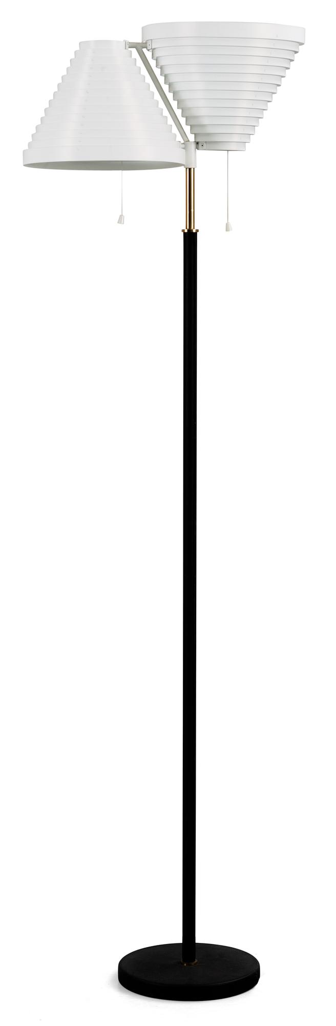 An Alvar Aalto two-light floor lamp, Artek, Finland, model A810.