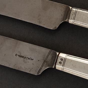 7 + 3 knives, silver, including Carl WIlhelm Rroselius,