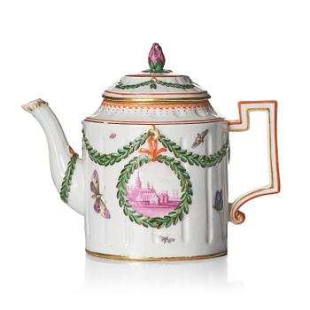 460. A Marieberg tea pot with cover, circa 1780.