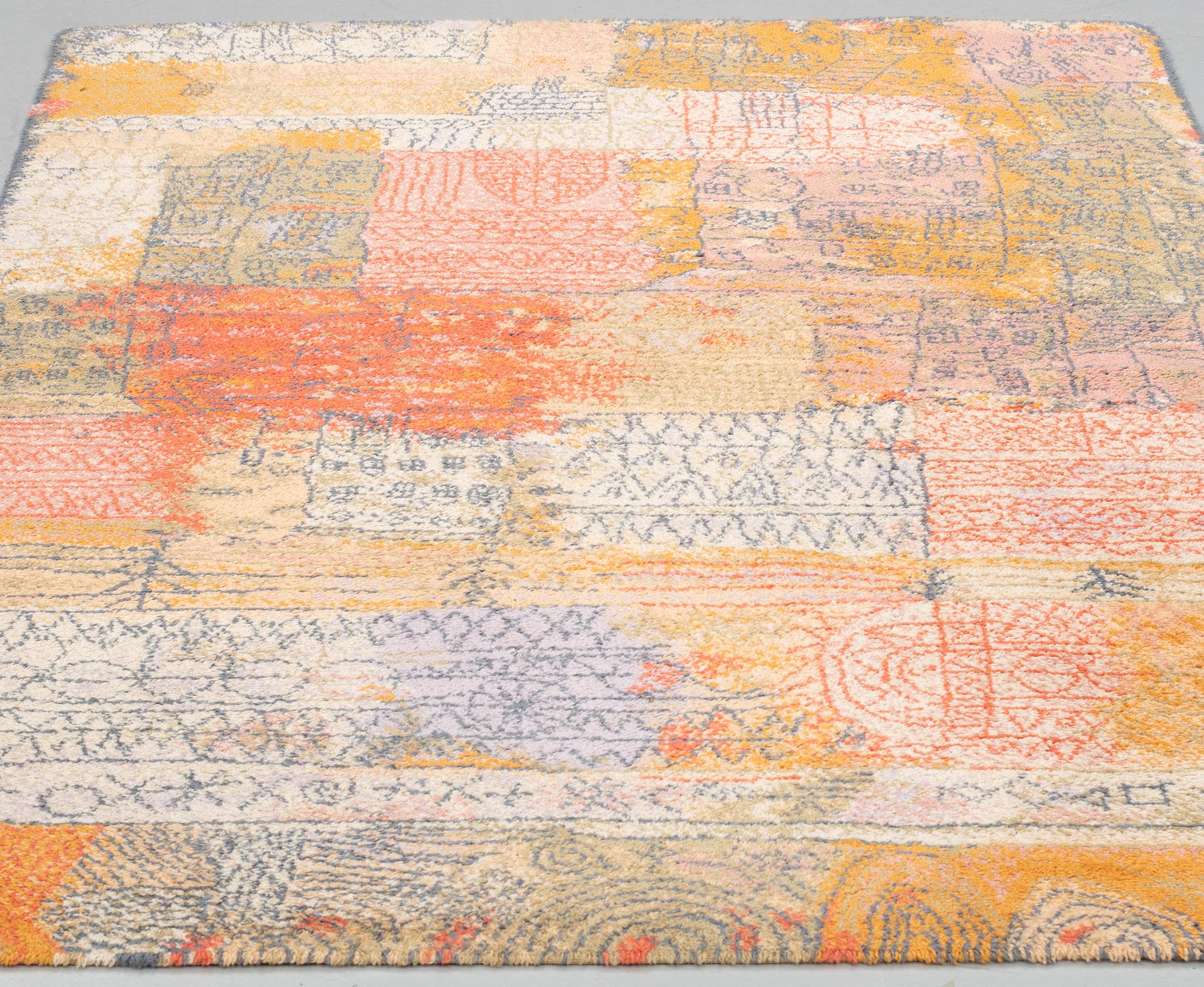 CARPET. "Florentinisches villenviertel”. Machine made pile. 202 x 139 cm. After a work of Art by Paul Klee from 1926.