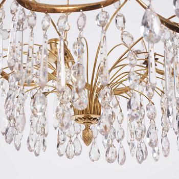 A late Gustavian three-light chandelier, late 18th century.