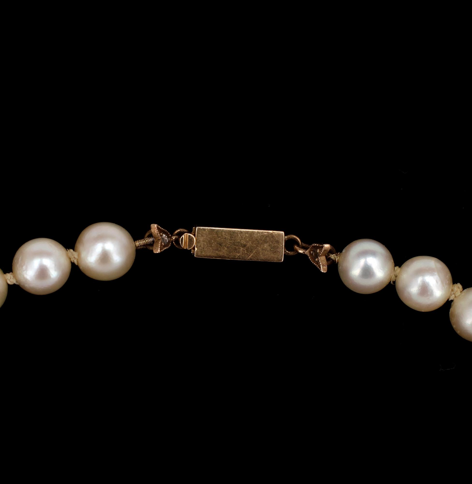COLLIER, 2st, odlade saltvattenspärlor lås i 18k guld rödguld resp vitguld, 1950-tal.