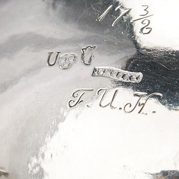 A Swedish Rococo parcel-gilt silver cream-jug, mark of Petter Åkerman, Stockholm 1778.