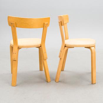 ALVAR AALTO, STOLAR, 4 st, modell 69, Artek 1900-talets mitt.