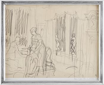 HILDING LINNQVIST, teckning, monogramsignerad, daterad -36.