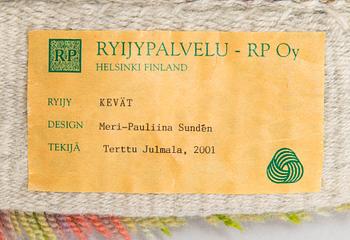 Meri-Pauliina Sundén, ryijy, malli Ryijypalvelu. Noin 124 x 82 cm.