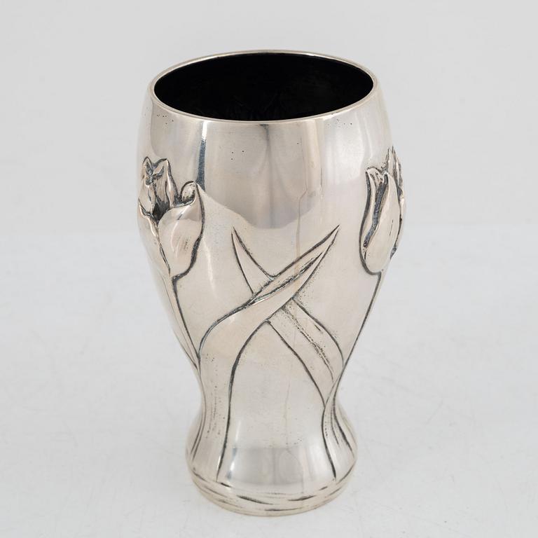 An Art Nouveau silver vase, Copenhagen, 1912.