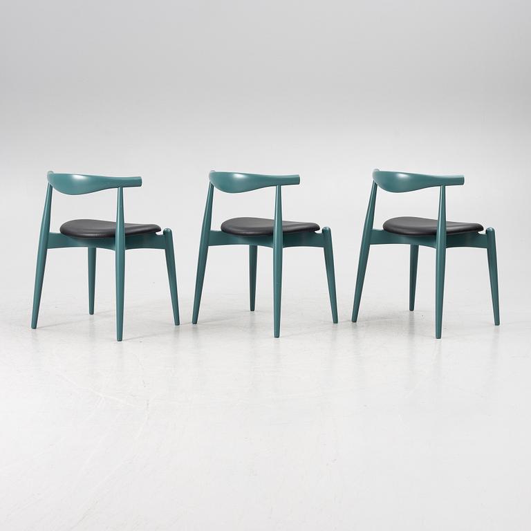 Hans J. Wegner, a set of three "CH-20" dining chairs, Carl Hansen & Son, Denmark 21st century.