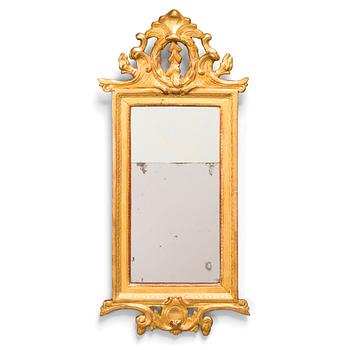 A Gustavian mirror signed Johan Åkerblad (IÅ) and Stockholm's hallmark indistinct 1772?.