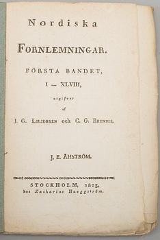 A book, J. G. Liljegren / C. G. Brunius: Nordiska fornlemningar. 1-2.