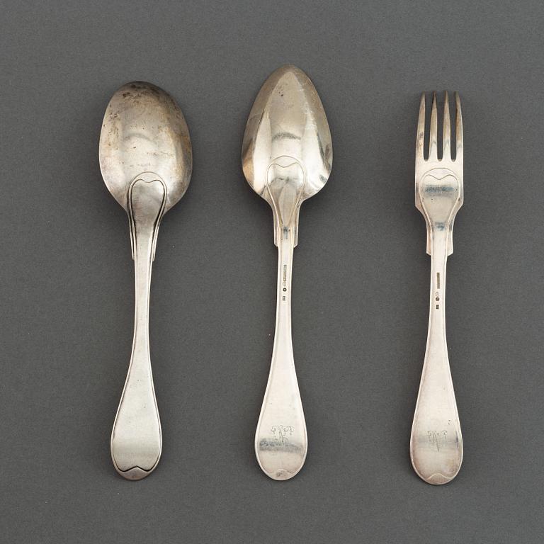 12+12+2 pieces swedish silver cutlery, including Carl Johan Kling, Gävle 1879.