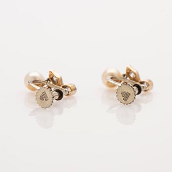 Earrings, 18k, diamonds, pearls.