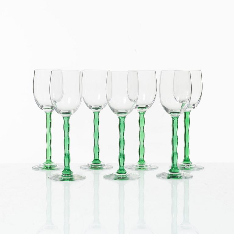 Gunnar Cyrén, a set of seven 'Nobel' wine glasses, Orrefors.