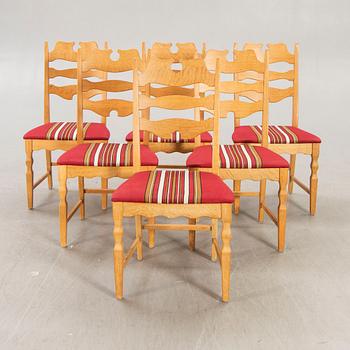 A Henning Kjaernulf, 1960s 7 pcs oak dining set, EG Möbler Danmark.