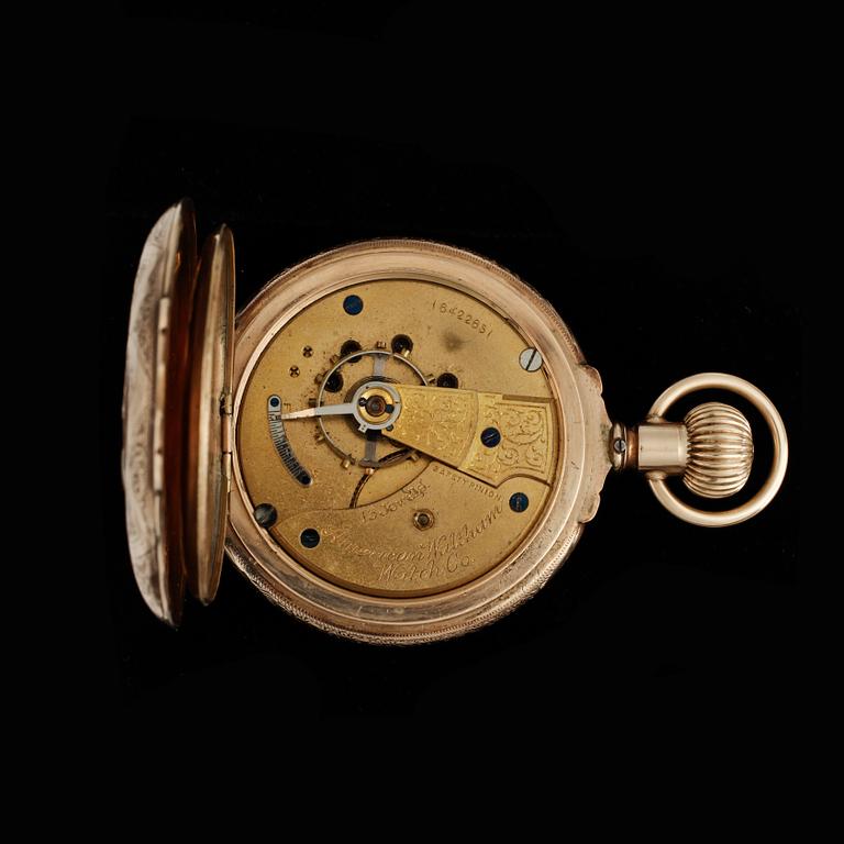 SAVONETTUR, fickur, 14k guld, quatre couleurs, Waltham Watch Co, modell 1883, USA. Vikt ca151g.