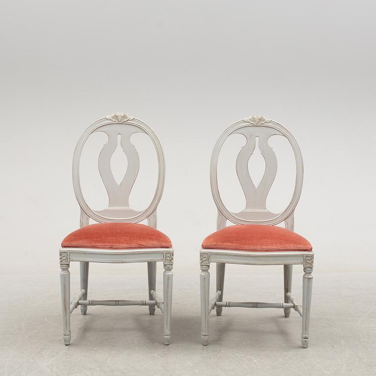 A set of six Gustavian style chairs, second half of the 20th century.