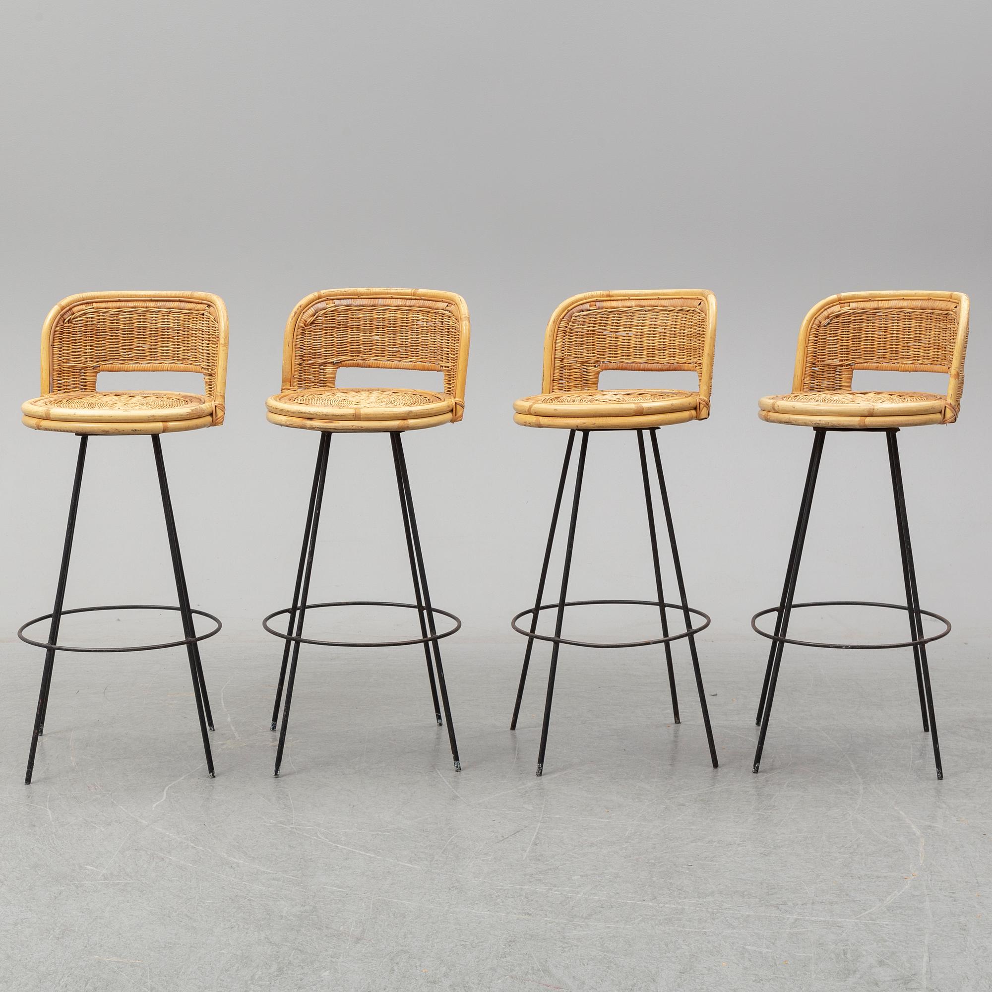 Four bar stools, second half of the 20th century.