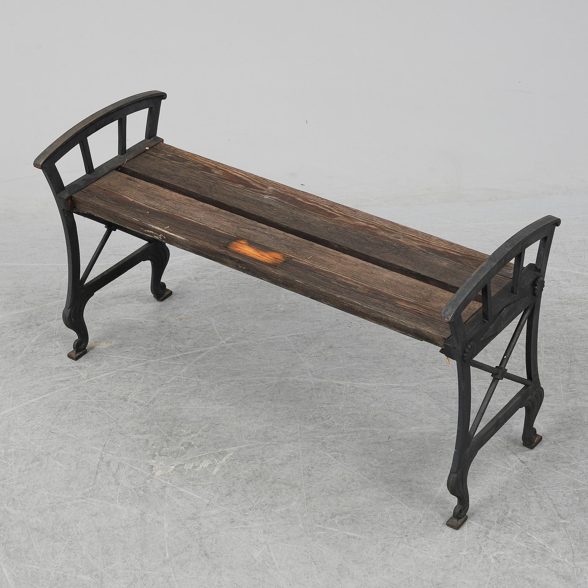 An iron garden bench by Folke Bensow, Näfveqvarns Bruk, early 20th Century.