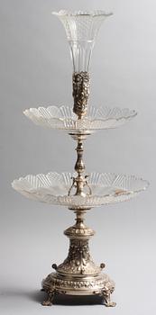 BORDSUPPSATS, nysilver/glas, nyrenässans, 1800-talets senare hälft.
