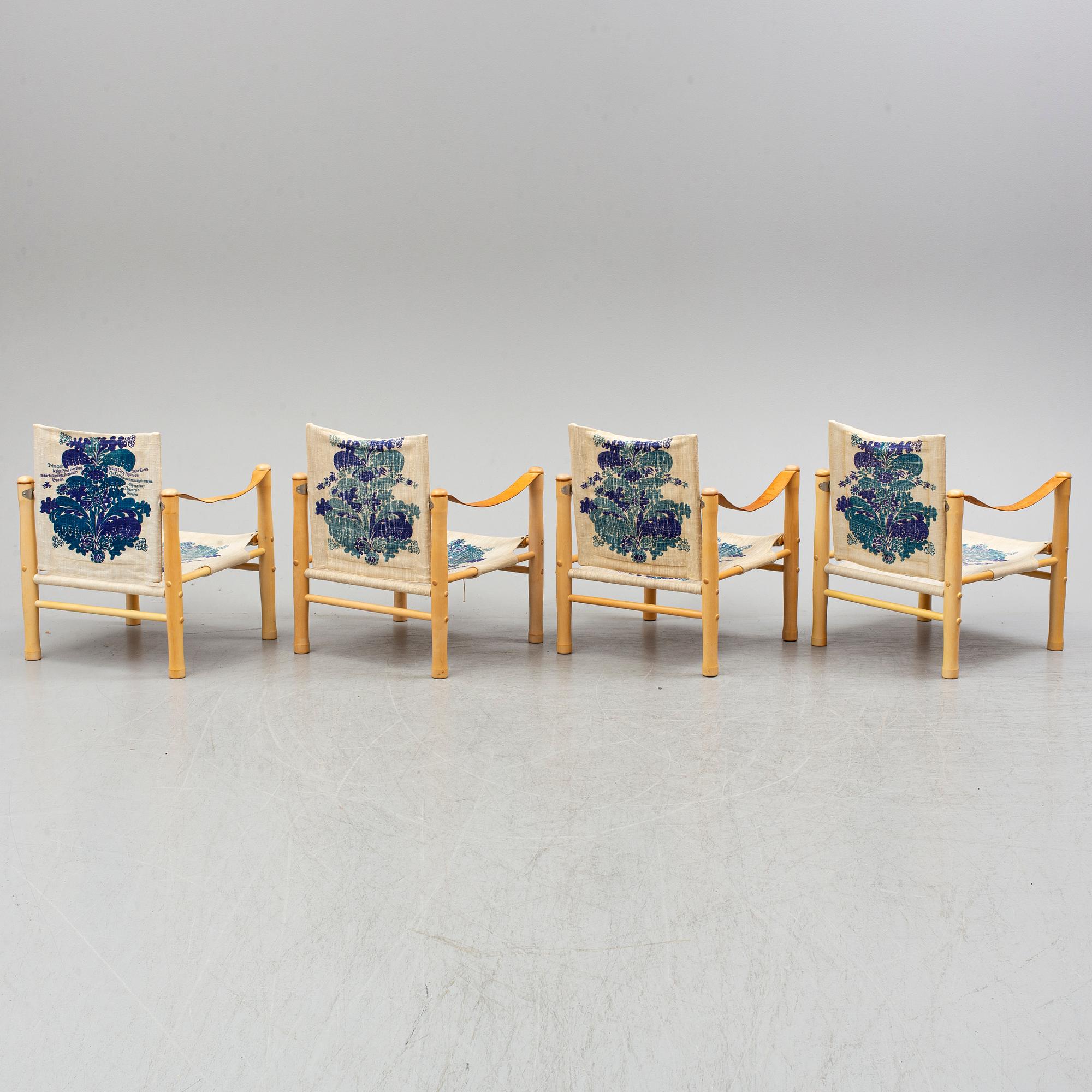 Elias Svedberg, 4 'Safari' chairs, Nordiska Kompaniet, Triva-series, 1965.