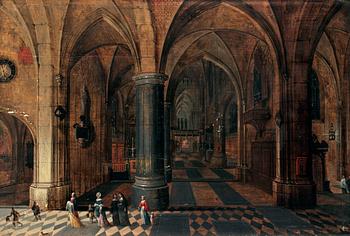 319. Pieter Neffs, Katedralsinteriör med figurer.