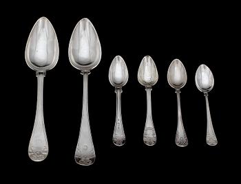 PARTI BESTICK, ca 20 delar, silver, bl a G Folcker Stockholm 1829. Tot vikt ca 530 g.