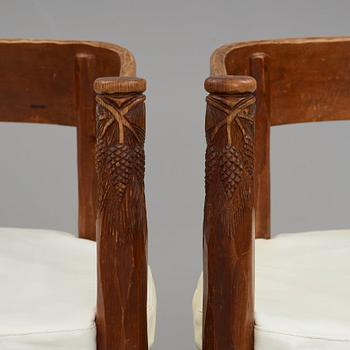 BRÖDERNA ERIKSSON (The Eriksson brothers), attributed to, a pair of stained and carved chairs, Arvika, Art Nouveau,