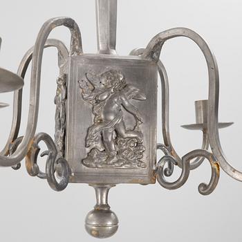 A Swedish Grace pewter chandelier, Sweden, 1920's.
