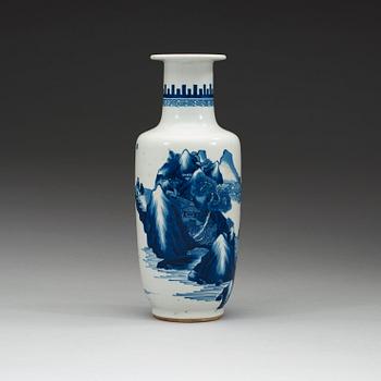 A blue and white vase, Qing dynasty with six character mark.