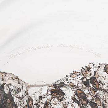 Björn Weckström, fat, konstglas, signeerattu Björn Weckström Nuutajärvi Notsjö.