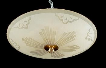 TAKPLAFOND, råglasskiva, 1900-talets första hälft. Höjd ca 20 cm.