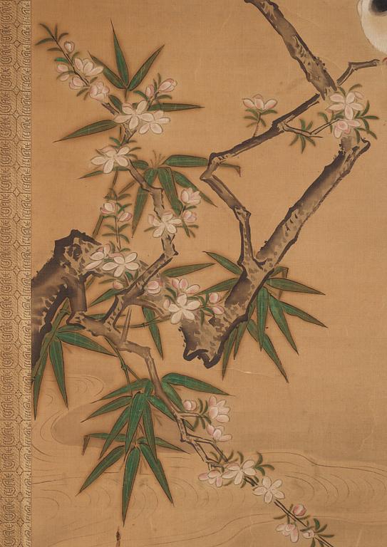 A hanging scroll, ink and color on silk. Japan, 20th century.