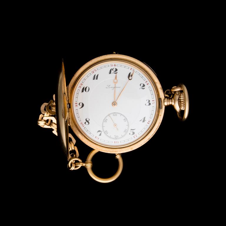 FICKUR, Longines 14K guld samt KLOCKKED 18K guld, svenska stämplar. 1900-talets början.