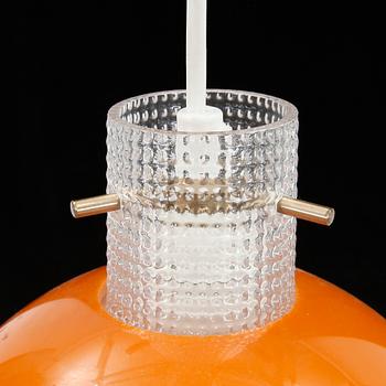 TAKLAMPOR, ett par, glas, Sven Palmqvist, Orrefors, "Colora", 1900-talets andra hälft. Höjd: 20 cm.