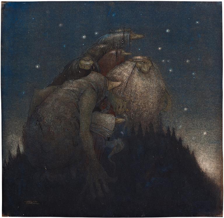 John Bauer, 'Troll, stjärnenatt' (Troll, starry night).