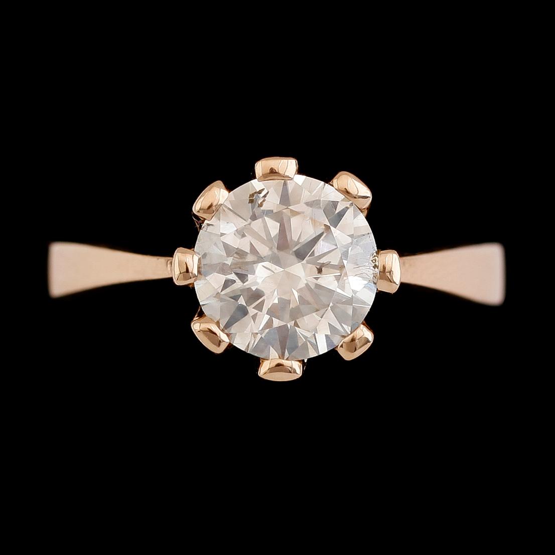 RING, 18K guld, solitär briljantslipad diamant 2.01 ct. svenska stämplar.