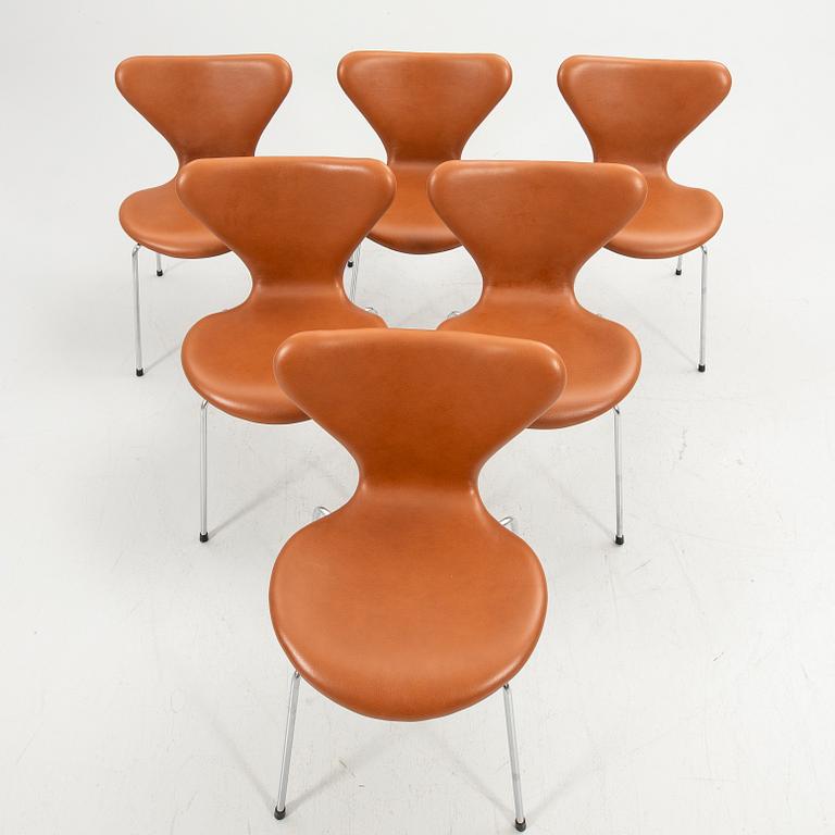 Arne Jacobsen, stolar, 6 st, "Sjuan", Fritz Hansen, Danmark.