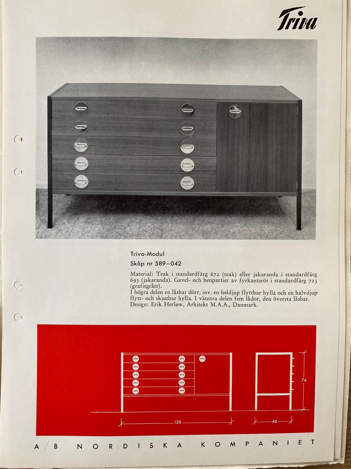 Erik Herløw, a sideboard, "Triva modul serie", Nordiska Kompaniet, 1960's.