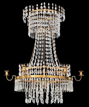 1429. A late Gustavian circa 1800 seven-light chandelier.