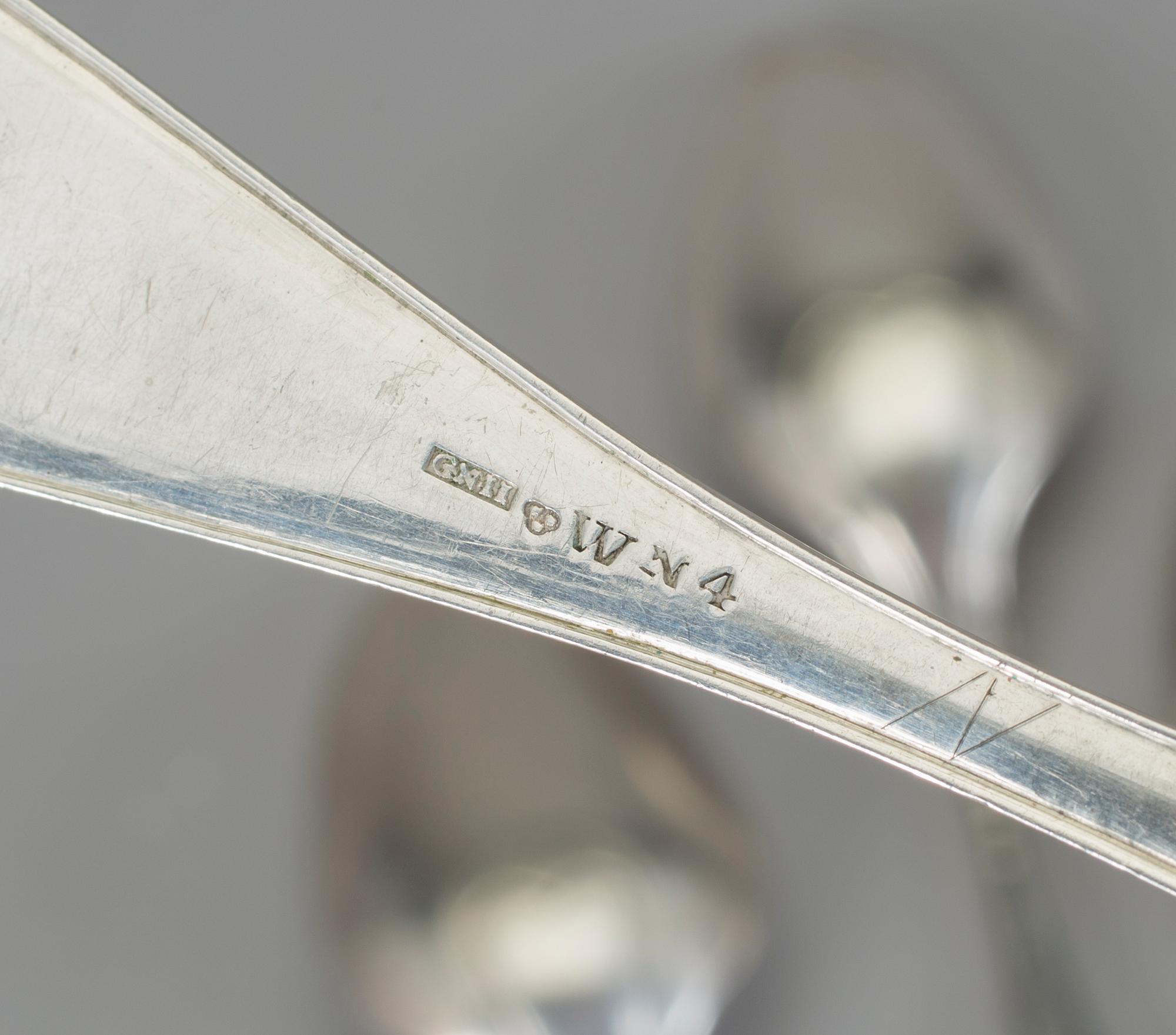 SKEDAR, 5st, silver, bla Alexander Magnus Lundström, Visby, 1843. Vikt ca 273g.