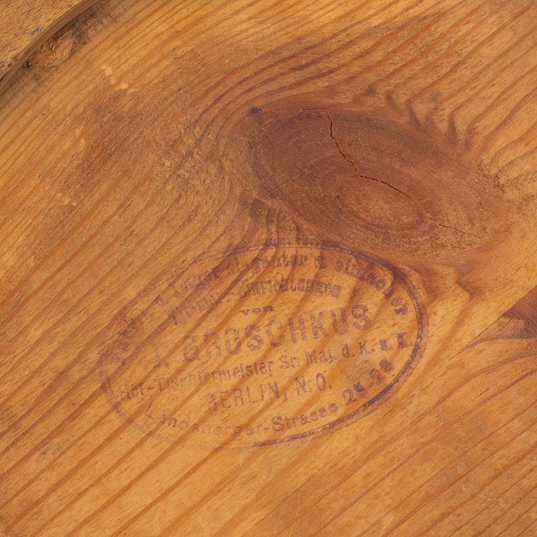 An early 20th Century Art Nouveau desk, Germany, stamp J Groschkus, Berlin.