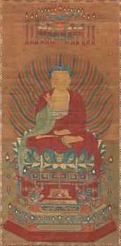 1659. RULLMÅLNING, troligen 1700-tal eller äldre. Shakyamuni Buddha.