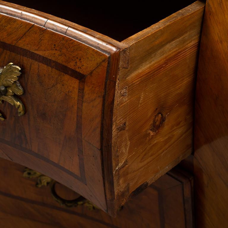A Swedish Rococo chest of drawers, 18th Century.