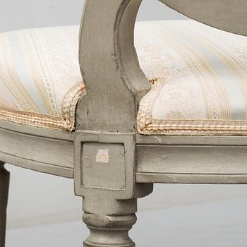 A pair of painted Gustavian chairs, end of the 18th century.