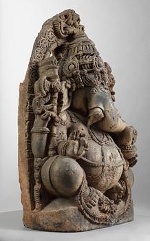 A stone figure of Ganesha, India, Karnataka, Hoysala period, 11/12th Century.