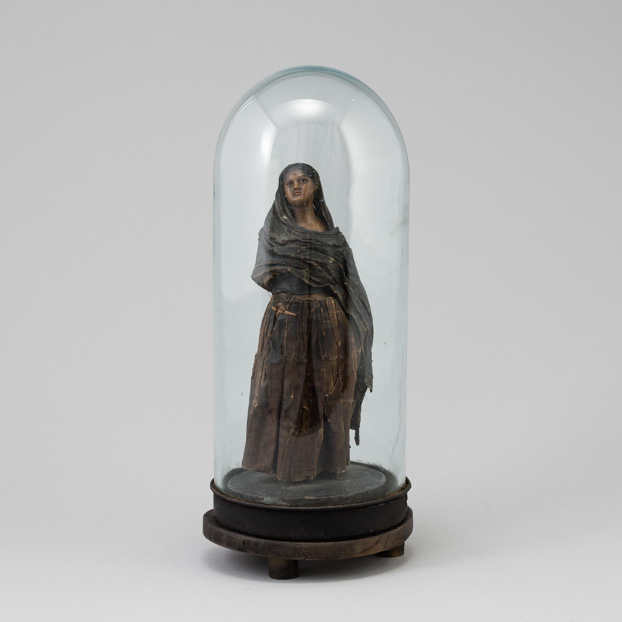 SKULPTUR, vax, 1700-tal, GLASKUPA.