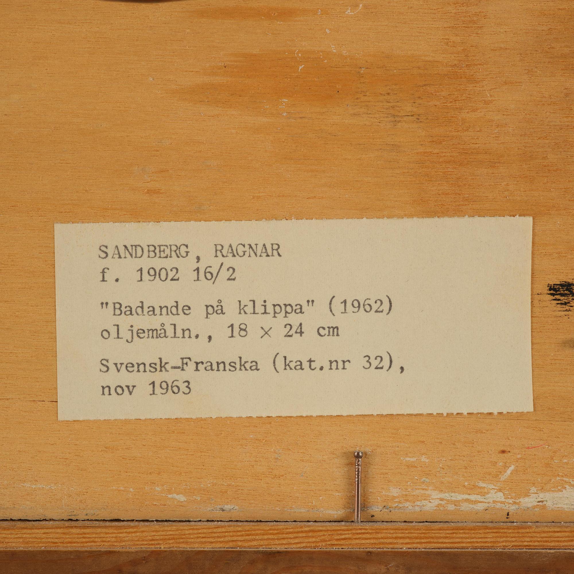 Ragnar Sandberg, Bathing on a cliff.