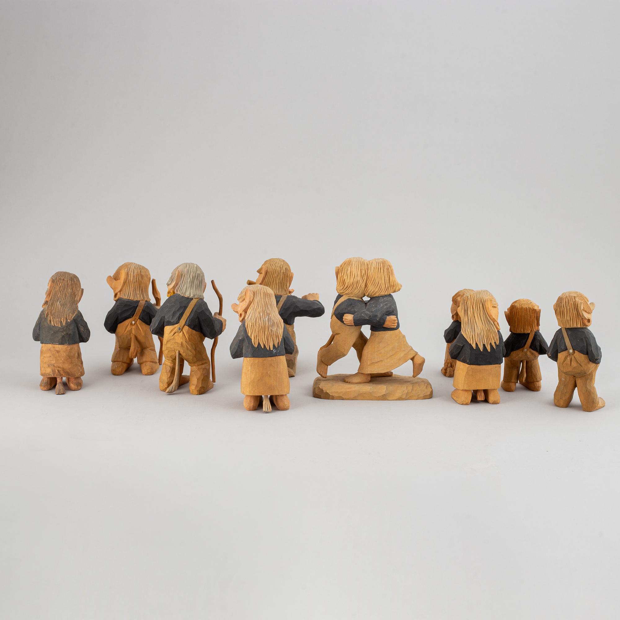 HERMAN ROSELL, sculptures, wood, 10, signed and dated 1951-1959.