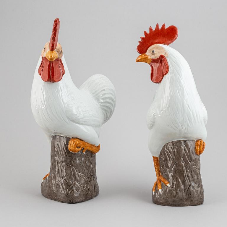 A pair of large roosters, China, 20th Century.